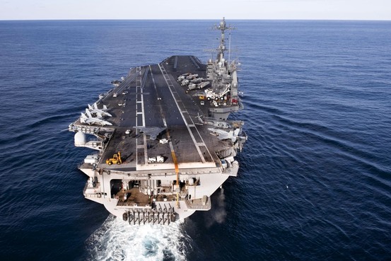 This is the view you'd see if you were coming in to land on the USS Truman (except the flight deck would be clear). This view won't be seen in the Persian Gulf or Arabian Sea any time soon, because the Pentagon has announced that due the looming probability that Congress won't agree on how to reduce spending, 