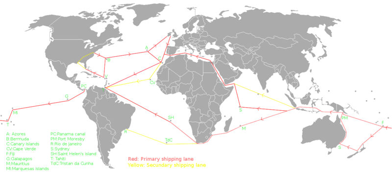 Major sea lanes of the world.